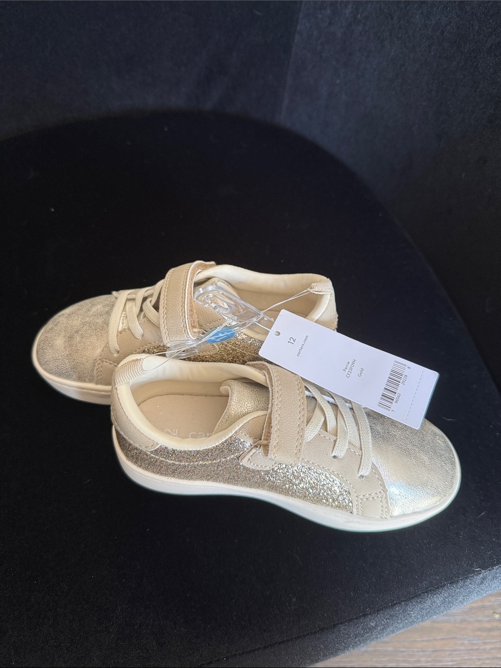 Kids Glitter Strap Sneakers in Gold
